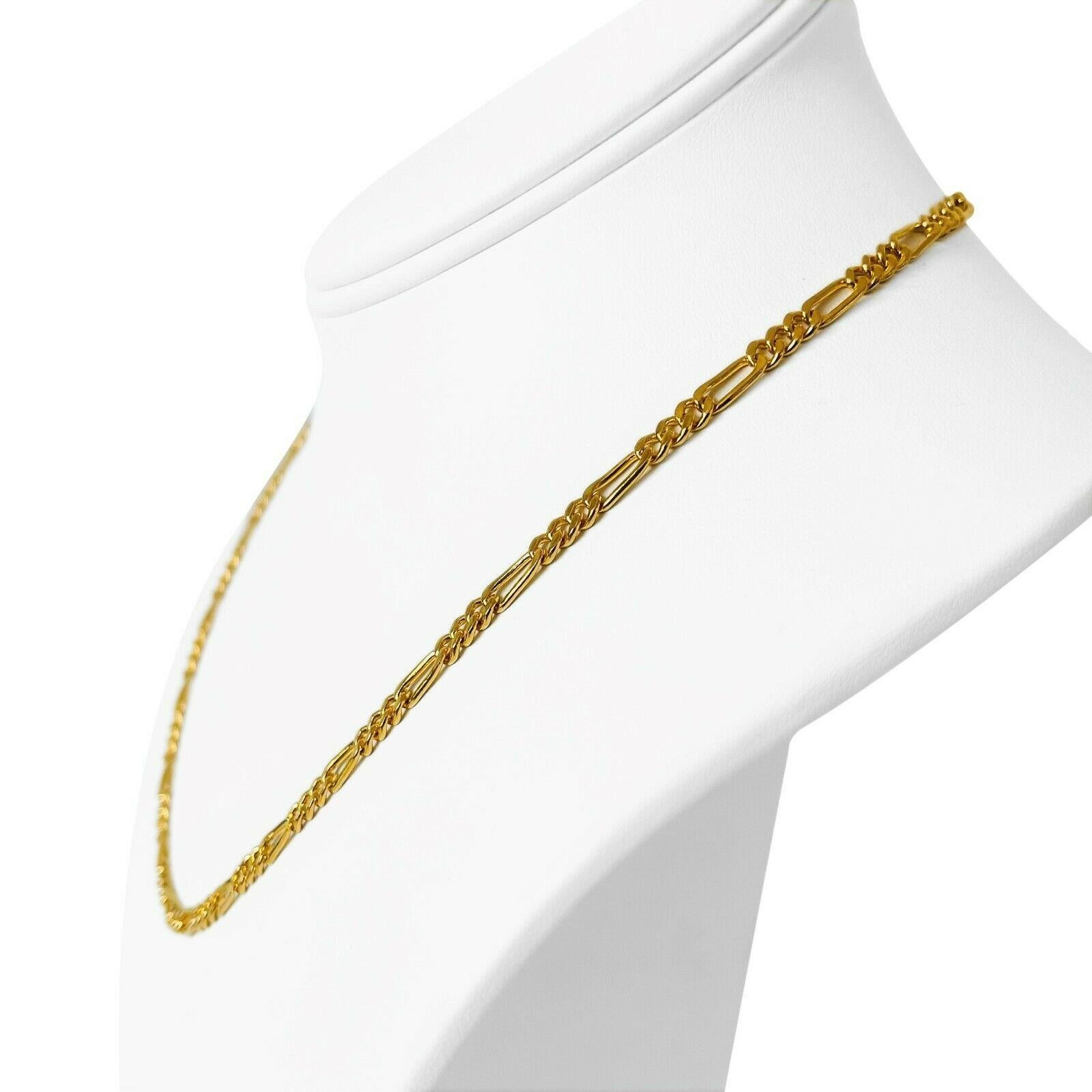 24k Pure Yellow Gold 21.9g Ladies 4mm Figaro Link Chain Necklace 18