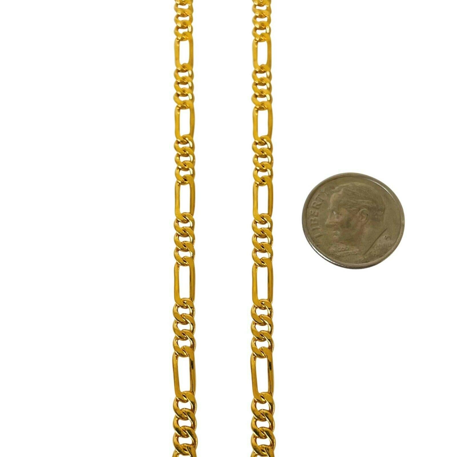 Women's 24 Karat Pure Yellow Gold Ladies Figaro Link Chain Necklace
