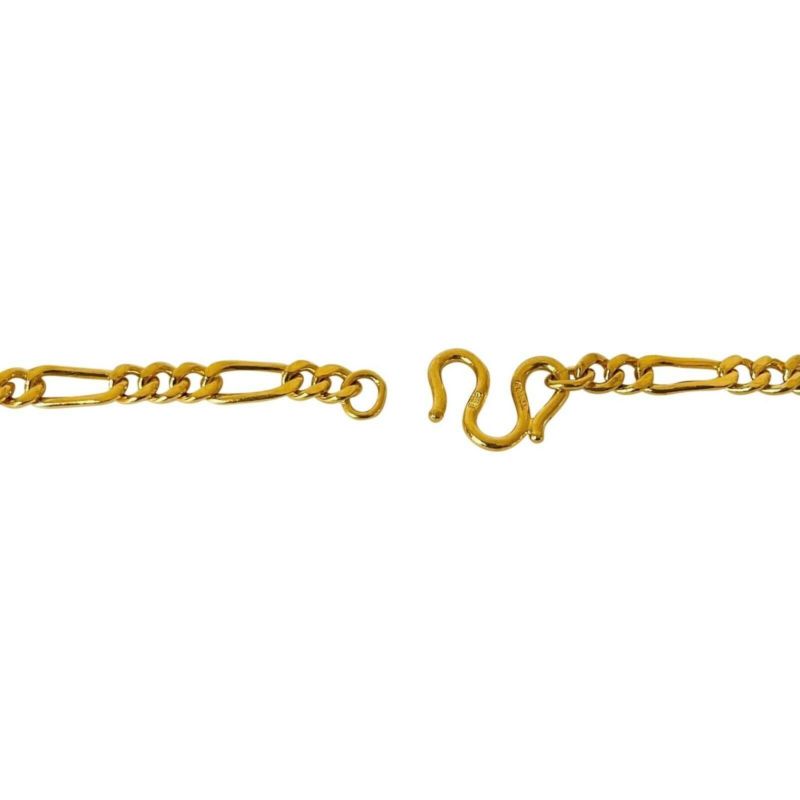 24 Karat Pure Yellow Gold Ladies Figaro Link Chain Necklace 2