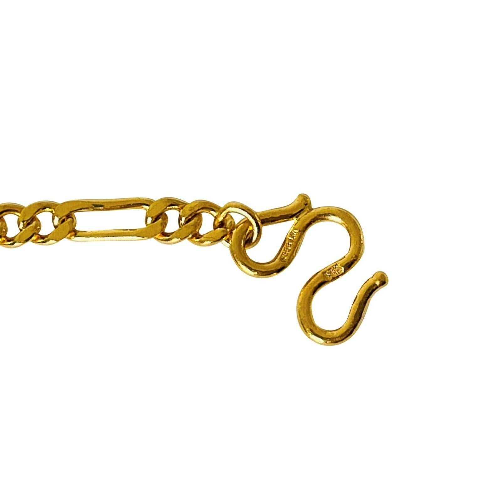 24 Karat Pure Yellow Gold Ladies Figaro Link Chain Necklace 3