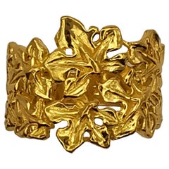 24 Karat Pure Yellow Gold Ivy Leaves Ring