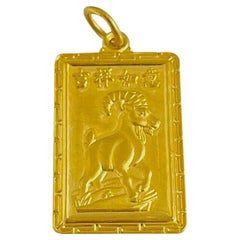 24 Karat reines Gelbgold massiver chinesischer Ziegenanhänger