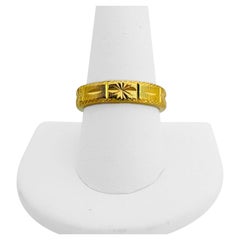 24 Karat Pure Yellow Gold Solid Diamond Cut Fancy Band Ring 
