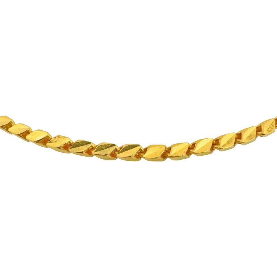 Collier en or jaune pur 24k 44.7g solide 3mm Diamond Cut Fancy Link Chain 25