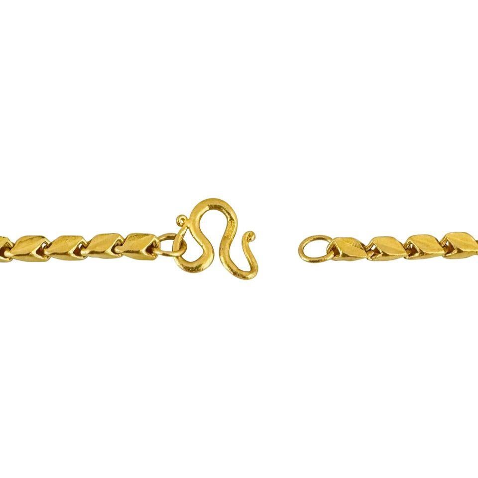 Women's or Men's 24 Karat Pure Yellow Gold Solid Diamond Cut Fancy Link Chain Necklace 