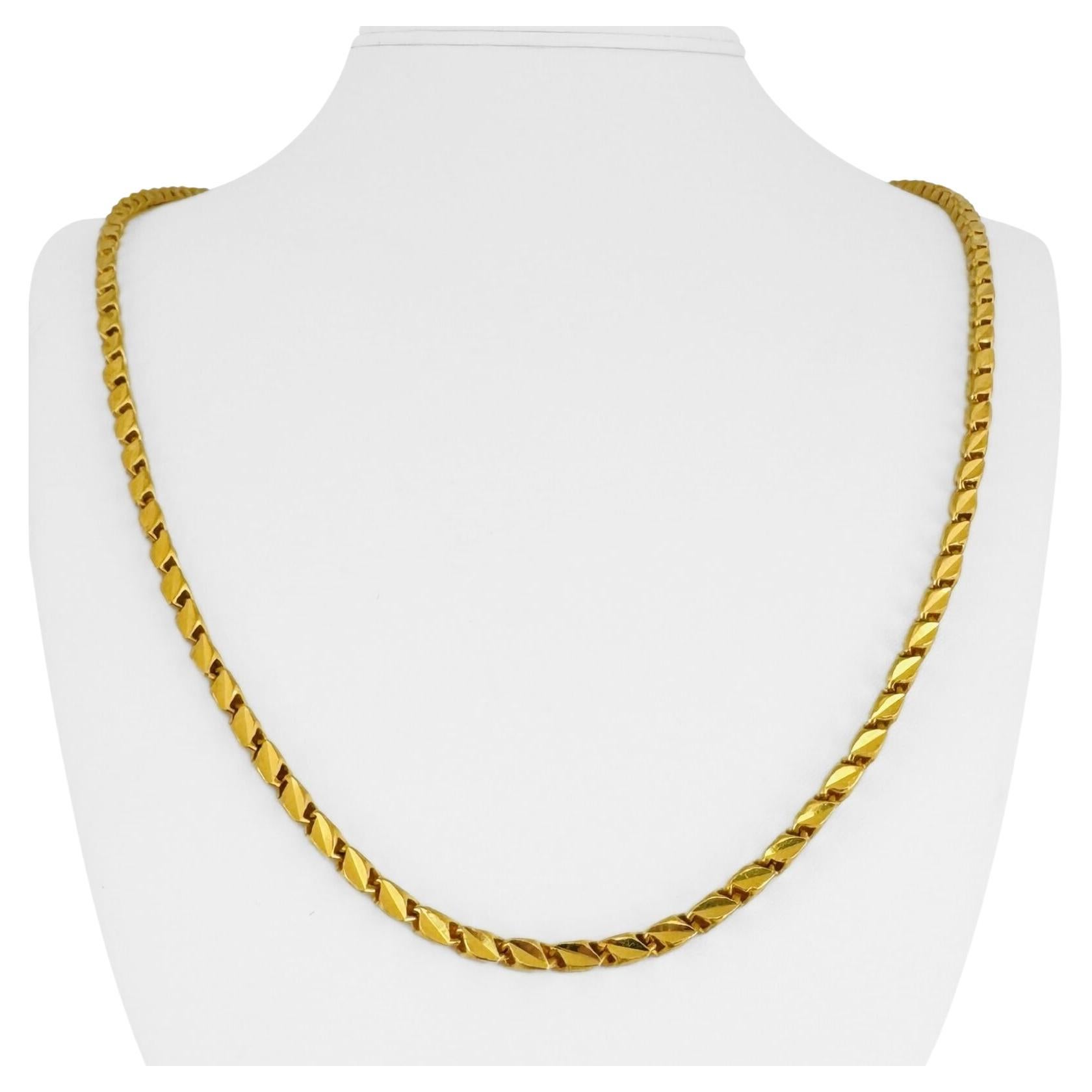 24 Karat reines Gelbgold Massivdiamantschliff Ausgefallene Gliederkette Halskette 