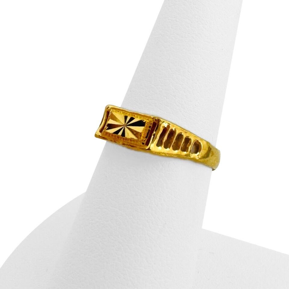 24 Karat Pure Yellow Gold Solid Diamond Cut Fancy Wrapped Ring 1