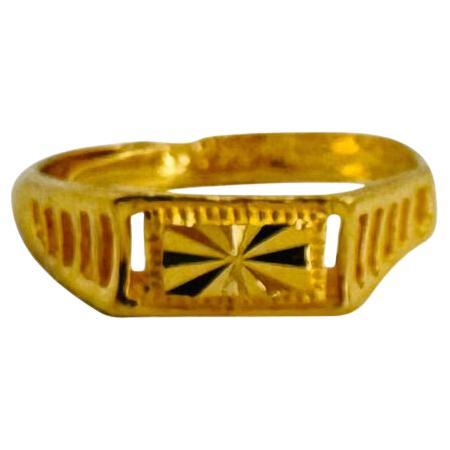 24 Karat Pure Yellow Gold Solid Diamond Cut Fancy Wrapped Ring