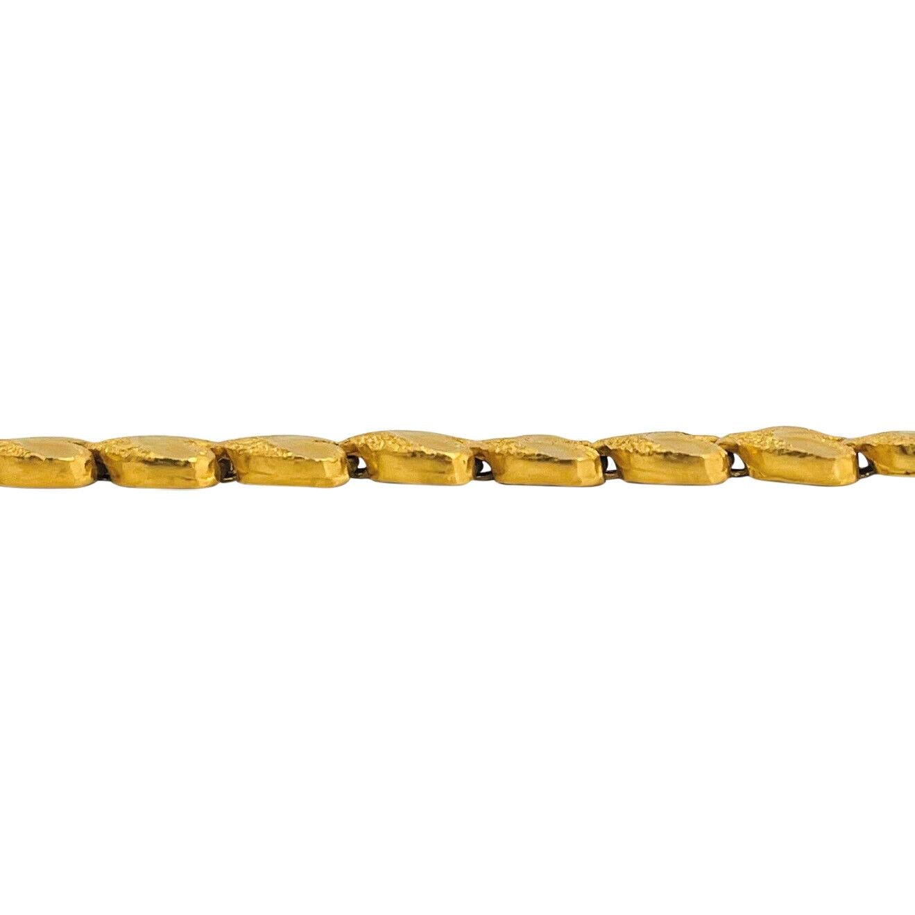 24k Pure Yellow Gold 16.2g Solid Diamond Cut 7mm Heart Link Bracelet 6.25