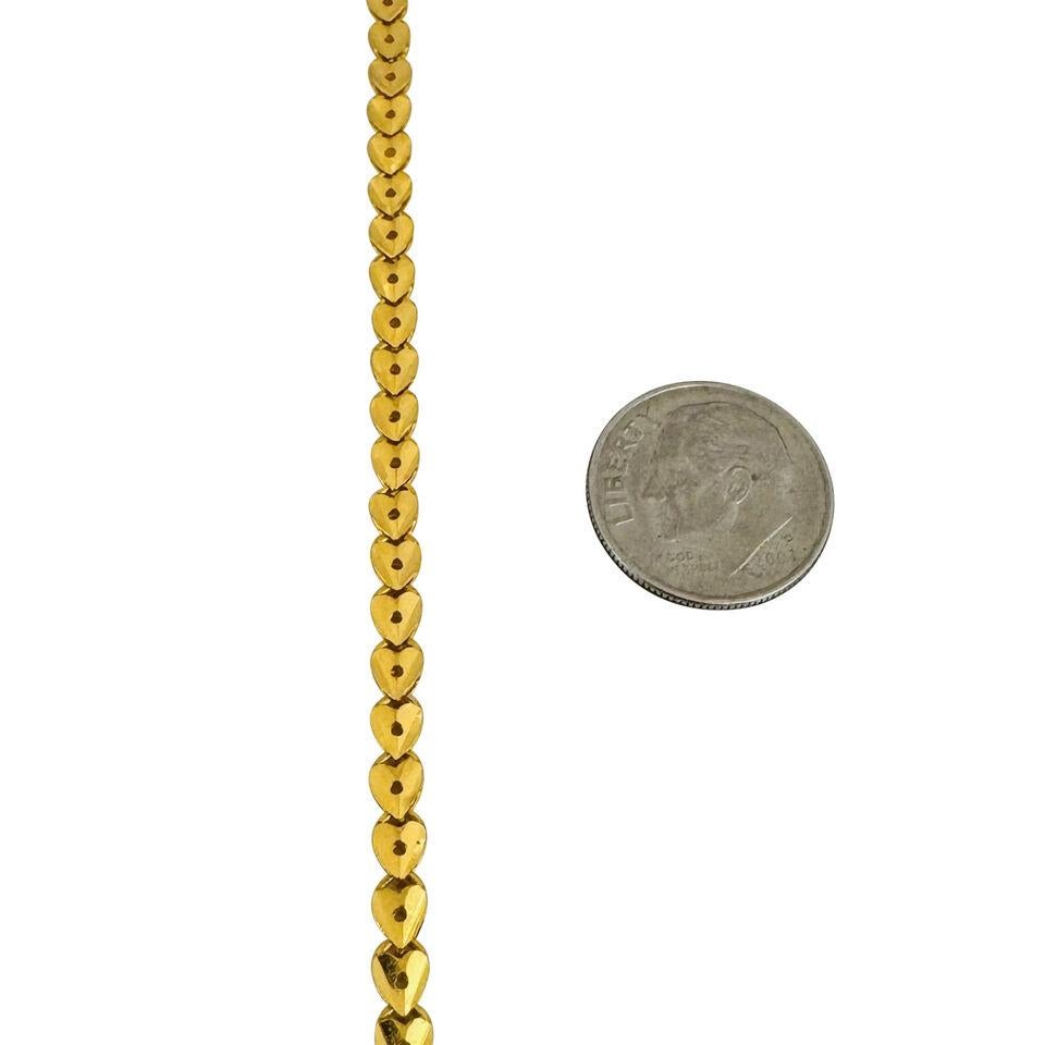 Bracelet à maillons en or jaune pur 24 carats en forme de cœur taillé en diamant  Pour femmes en vente