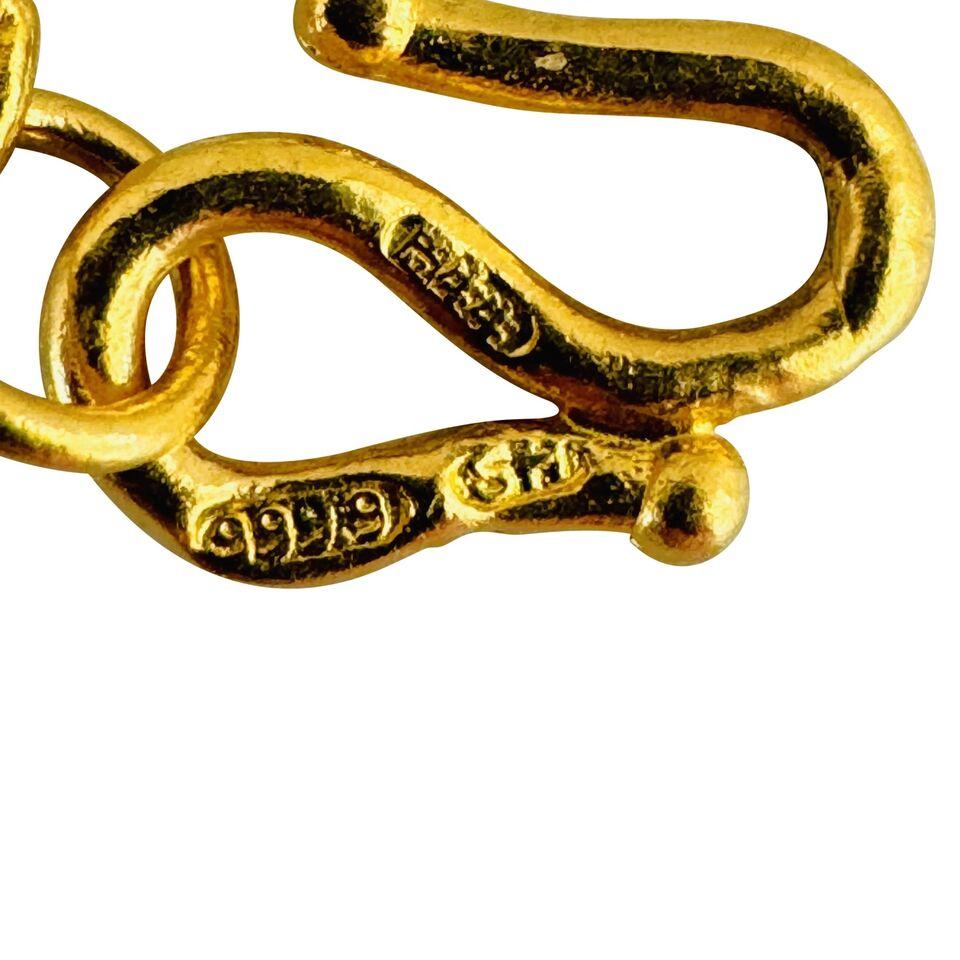 Bracelet à maillons en or jaune pur 24 carats en forme de cœur taillé en diamant  en vente 2