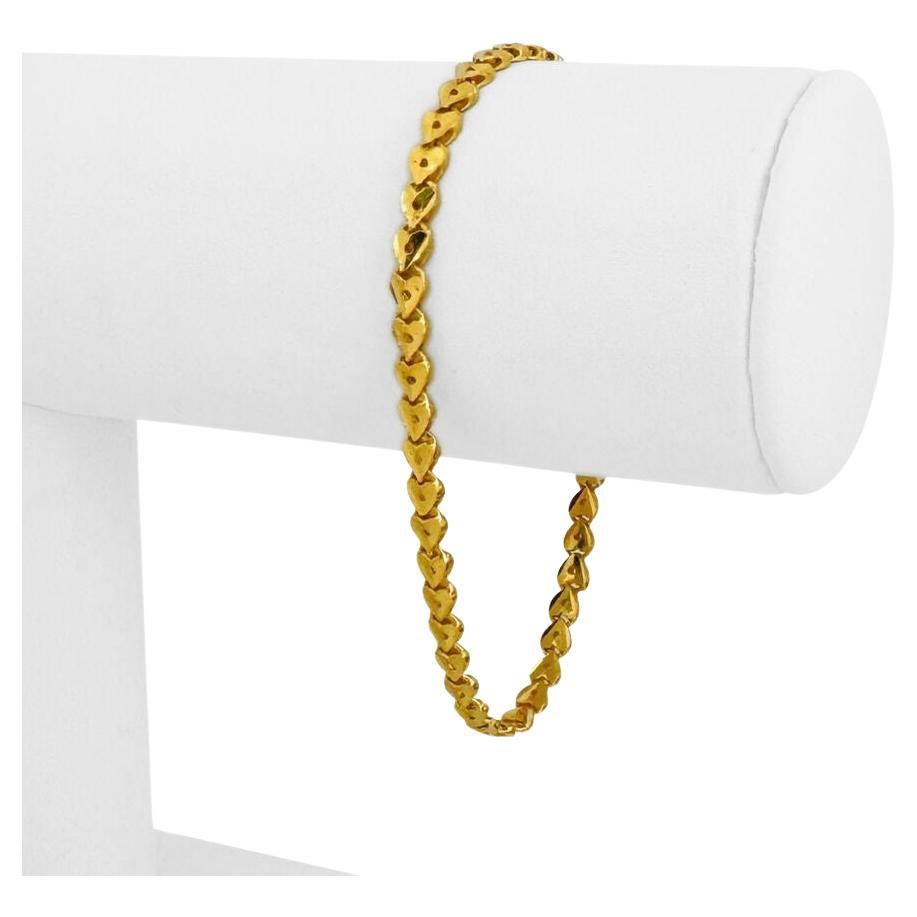 Bracelet à maillons en or jaune pur 24 carats en forme de cœur taillé en diamant  en vente