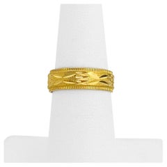 24 Karat Pure Yellow Gold Solid Diamond Cut Wrap Band Ring Adjustable