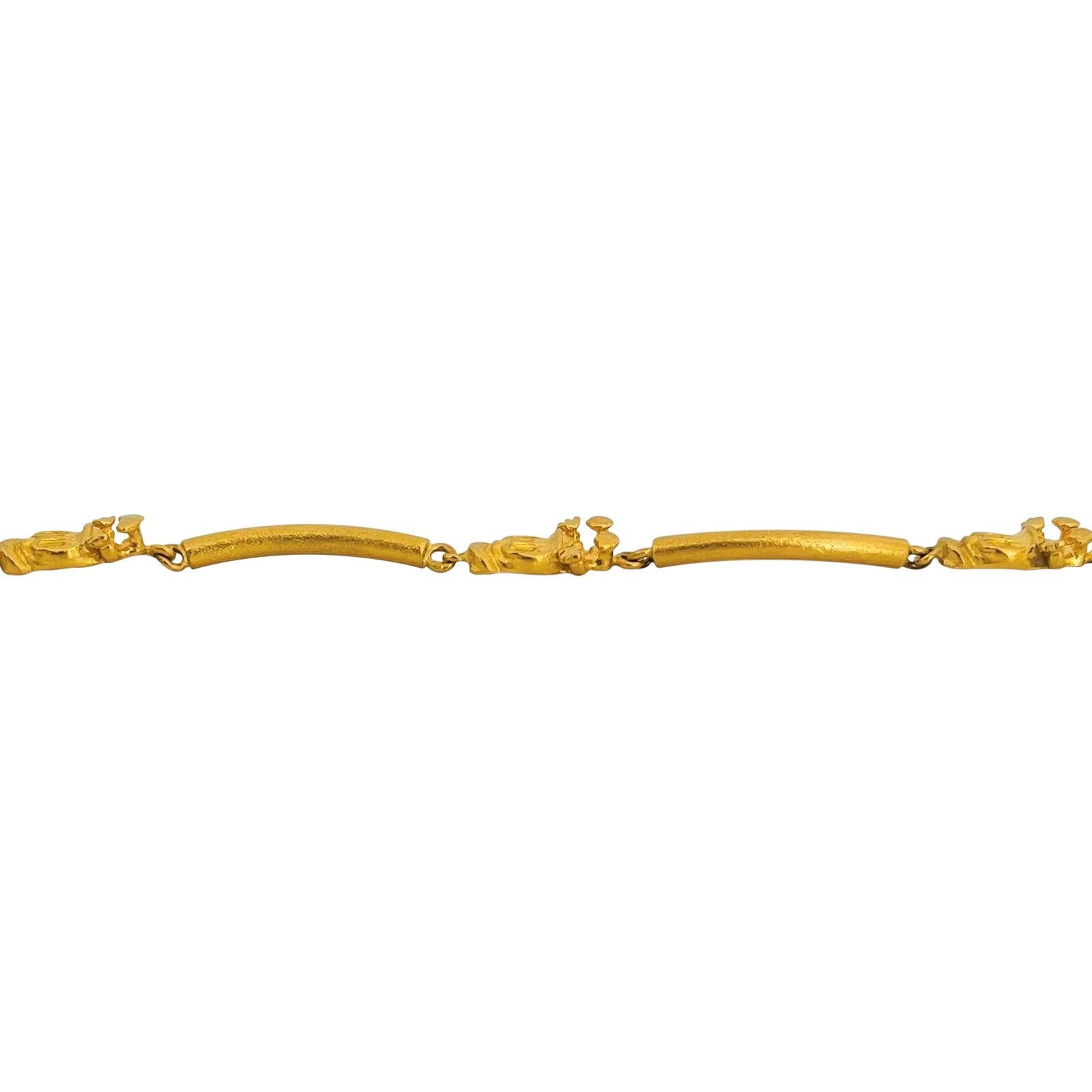 24 Karat reines Gelbgold massives Disney Donald Duck Charm Bar-Gliederarmband im Zustand „Gut“ in Guilford, CT