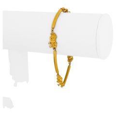 24 Karat Pure Yellow Gold Solid Disney Donald Duck Charm Bar Link Bracelet