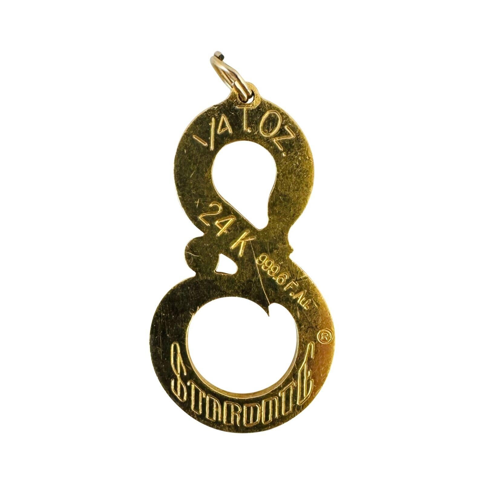 24 Karat Pure Yellow Gold Solid Figure Eight Astrology Symbol Pendant In Good Condition For Sale In Guilford, CT