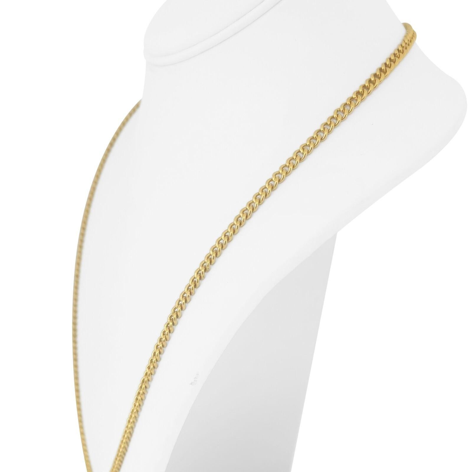 24k reines Gelbgold 45,6g solide schwere 4mm Curb Link Kette Halskette 24