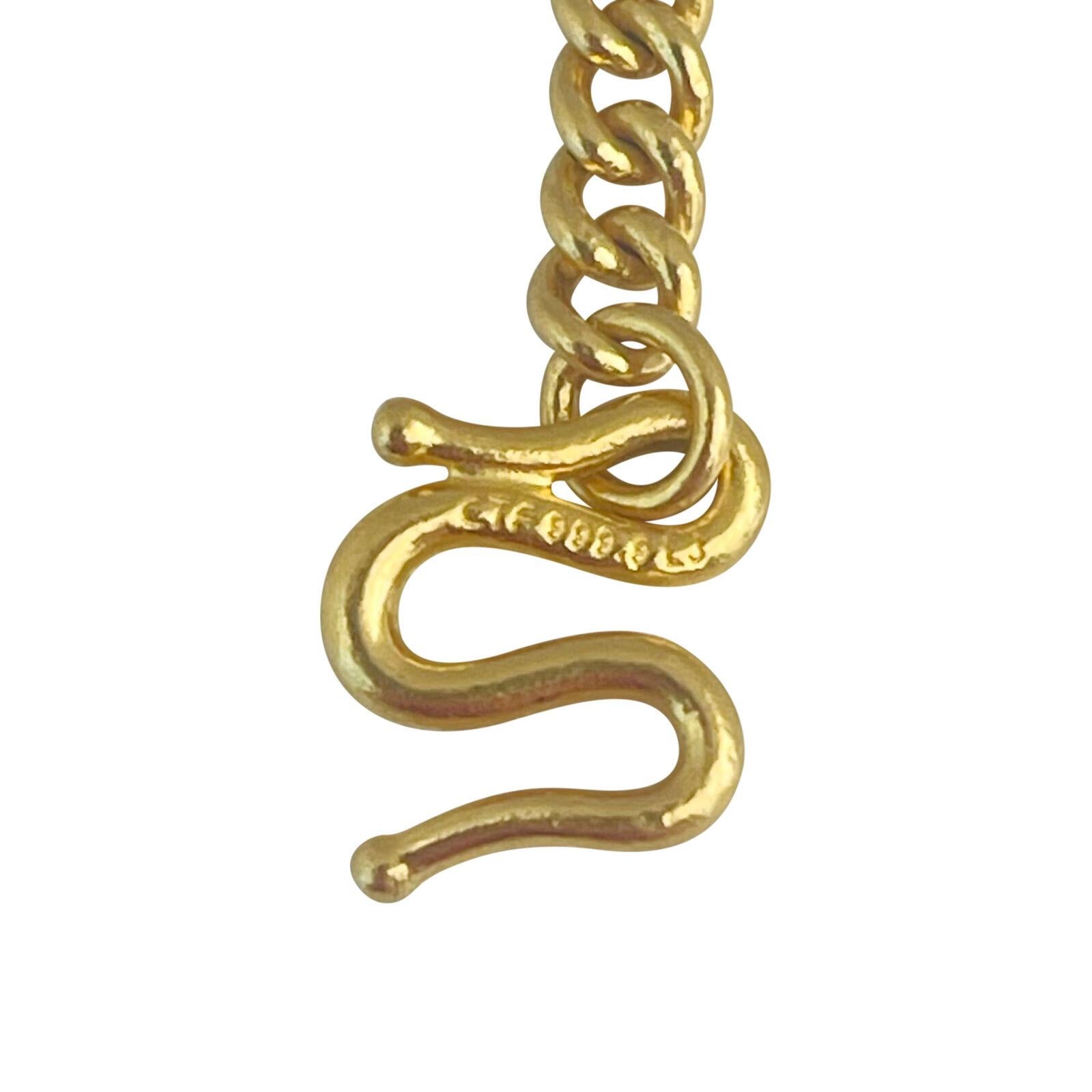 24 Karat reines Gelbgold massive schwere geschwungene Gliederkette Halskette 3