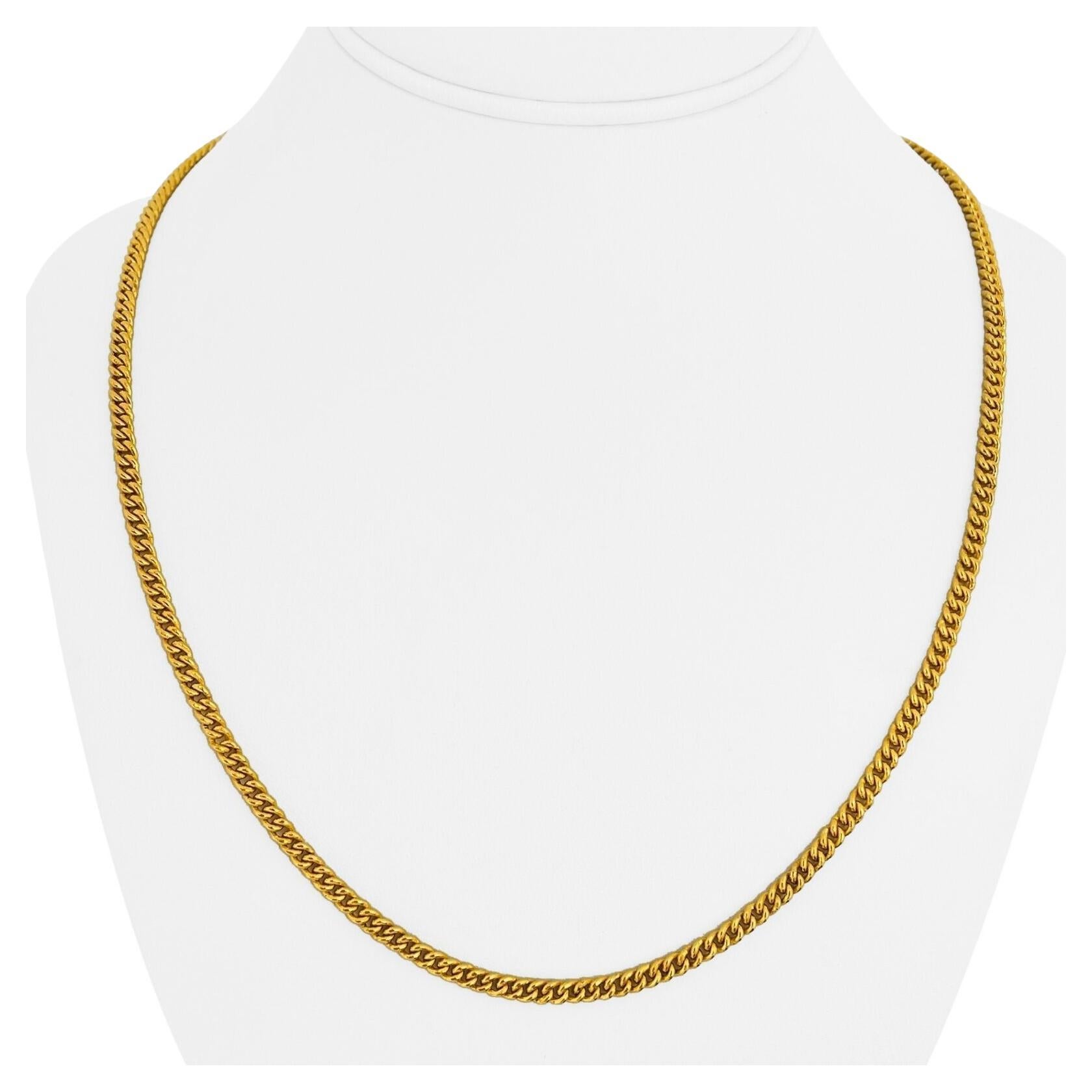 24 Karat Pure Yellow Gold Solid Heavy Curb Link Chain Necklace