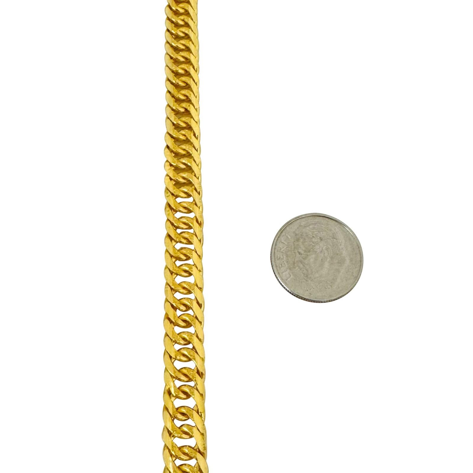 24 Karat reines Gelbgold massive schwere Fancy Curb Gliederkette Halskette  1