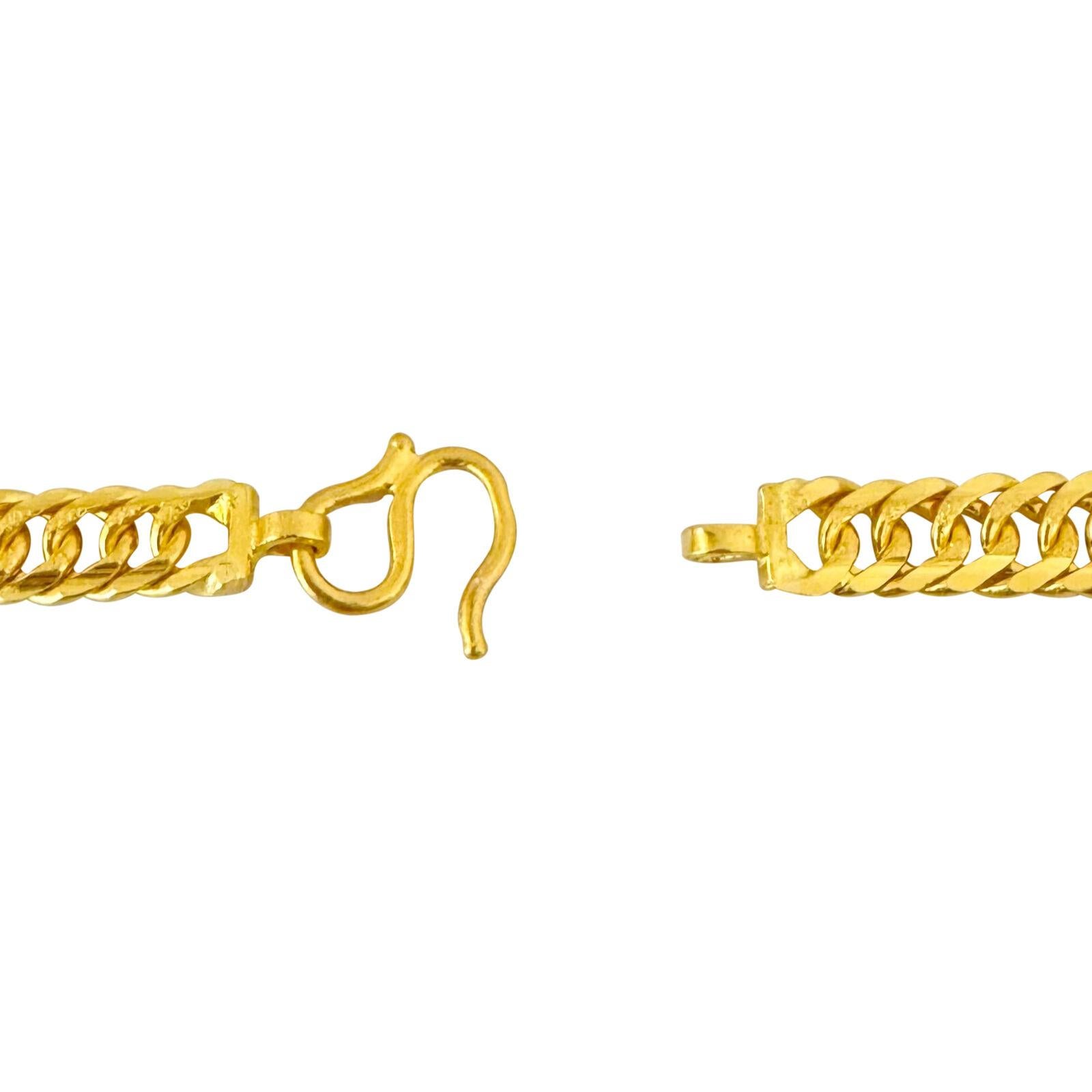 24 Karat reines Gelbgold massive schwere Fancy Curb Gliederkette Halskette  2