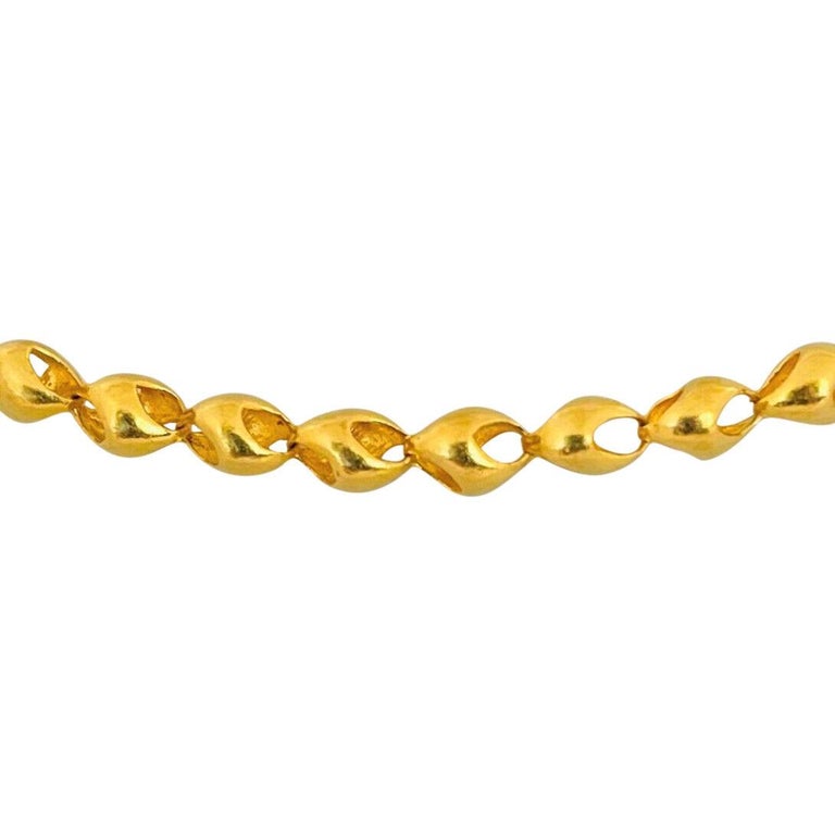24 Karat Pure Yellow Gold Solid Heavy Fancy Link Chain Necklace For