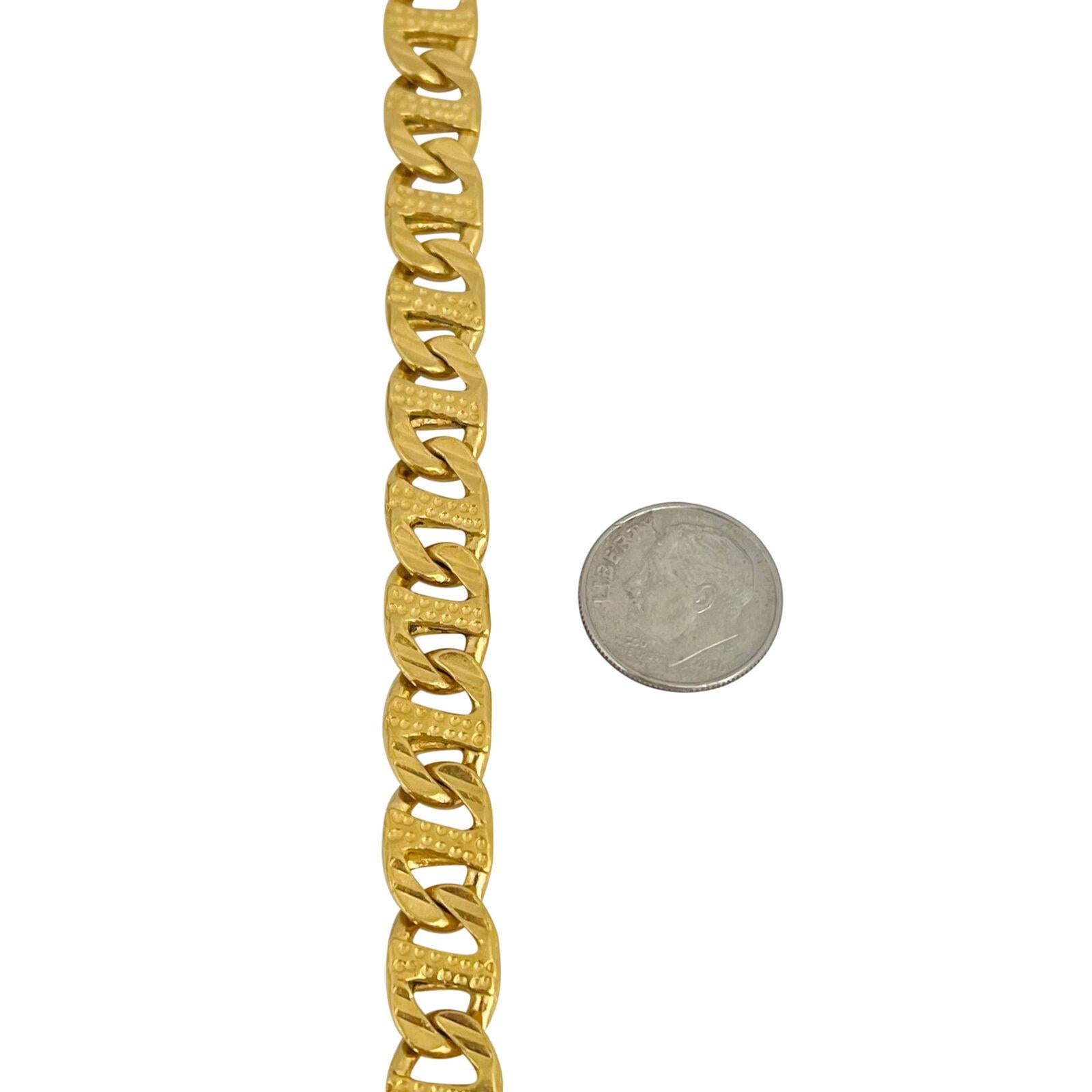 24 Karat reines Gelbgold Massives schweres Mariner Gucci Gliederarmband für Damen oder Herren