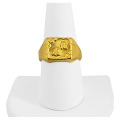 24 Karat Pure Yellow Gold Solid Heavy Squared Asian Symbols Wrap Ring