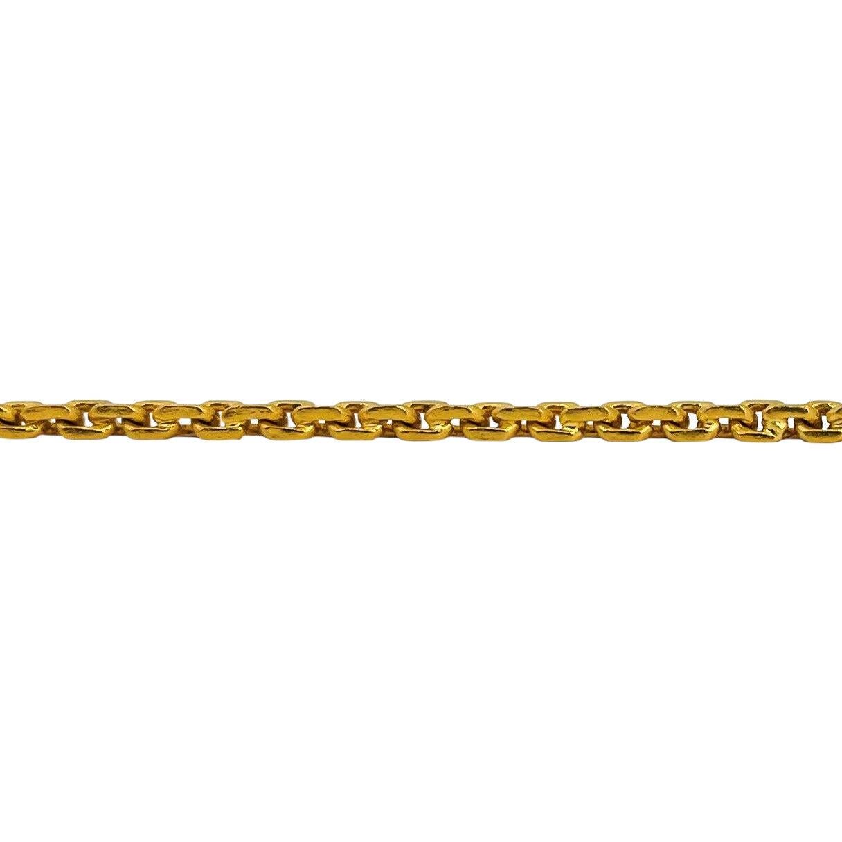 24 Karat reines Gelbgold, massive, schwere, quadratische Kabel-Gliederkette für Damen oder Herren