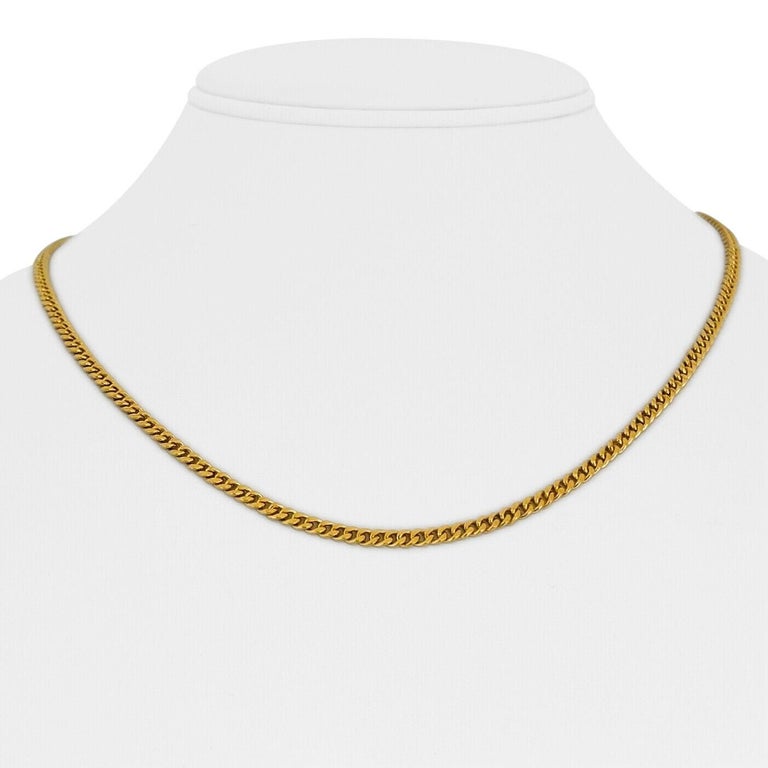24 Karat Pure Yellow Gold Solid Ladies Curb Link Chain Necklace For ...