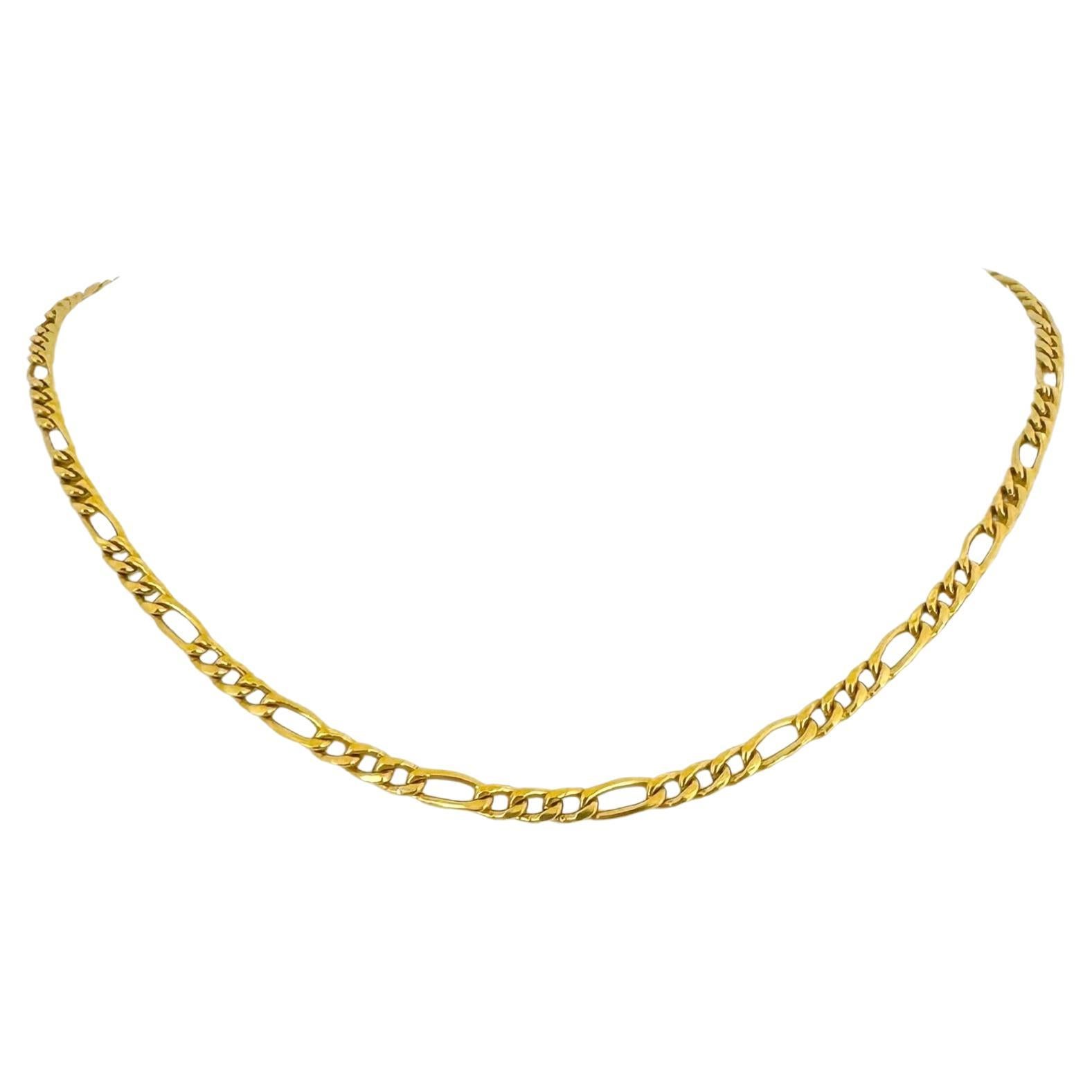24 Karat reines Gelbgold massive Damen Figaro Gliederkette Halskette 