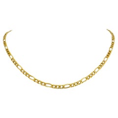 24 Karat Pure Yellow Gold Solid Ladies Figaro Link Chain Necklace 