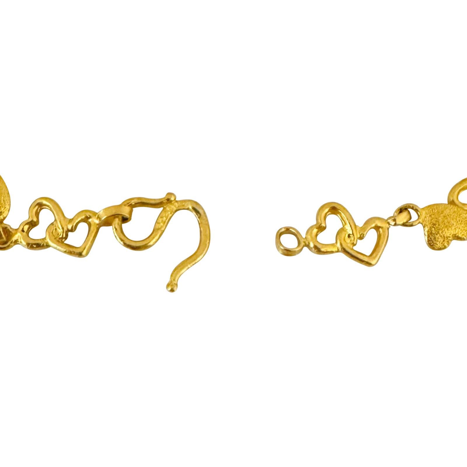 24 Karat reines Gelbgold Massives Damenherz-Gliederarmband 2