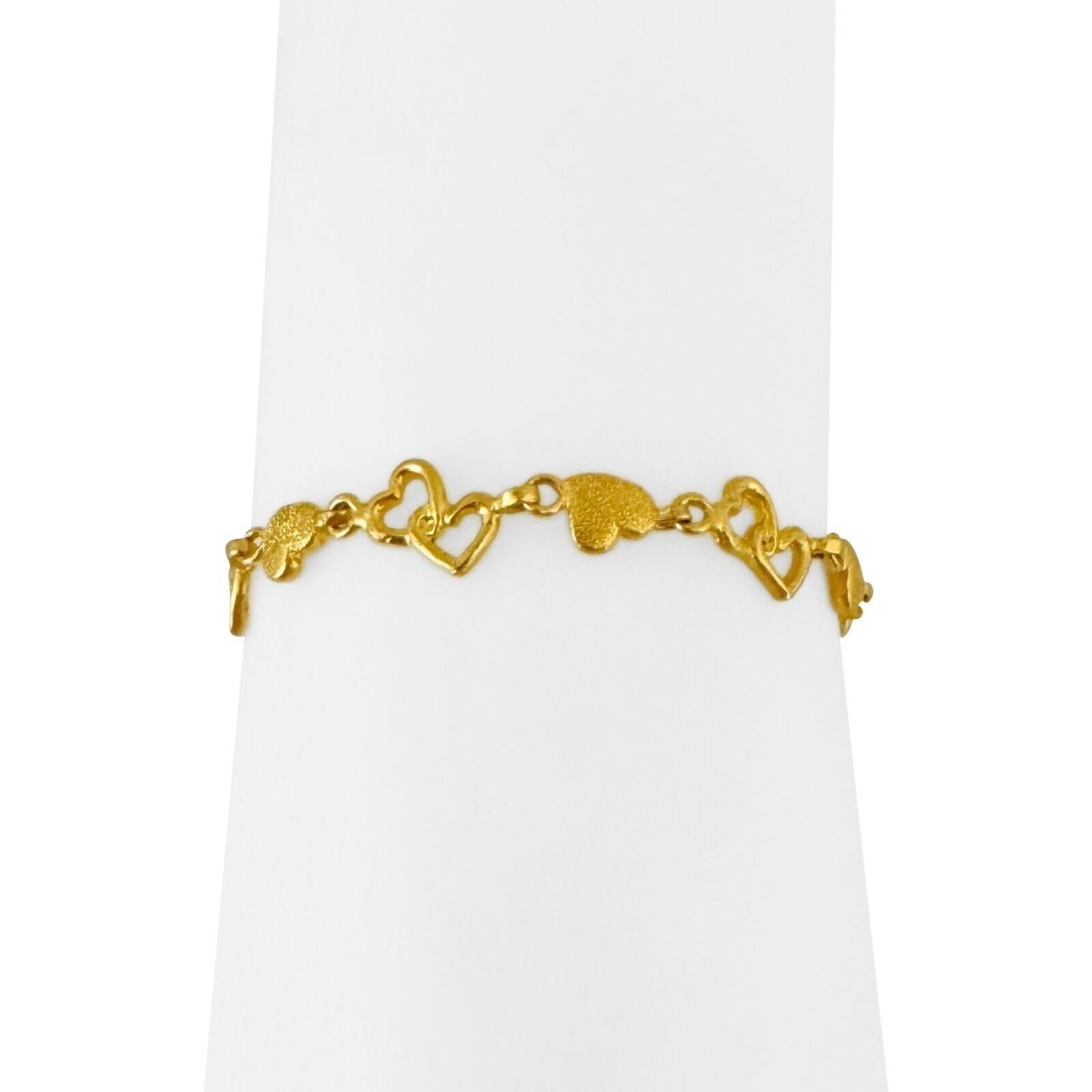 24 Karat reines Gelbgold Massives Damenherz-Gliederarmband 5