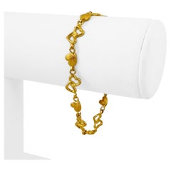 24 Karat reines Gelbgold Massives Damenherz-Gliederarmband