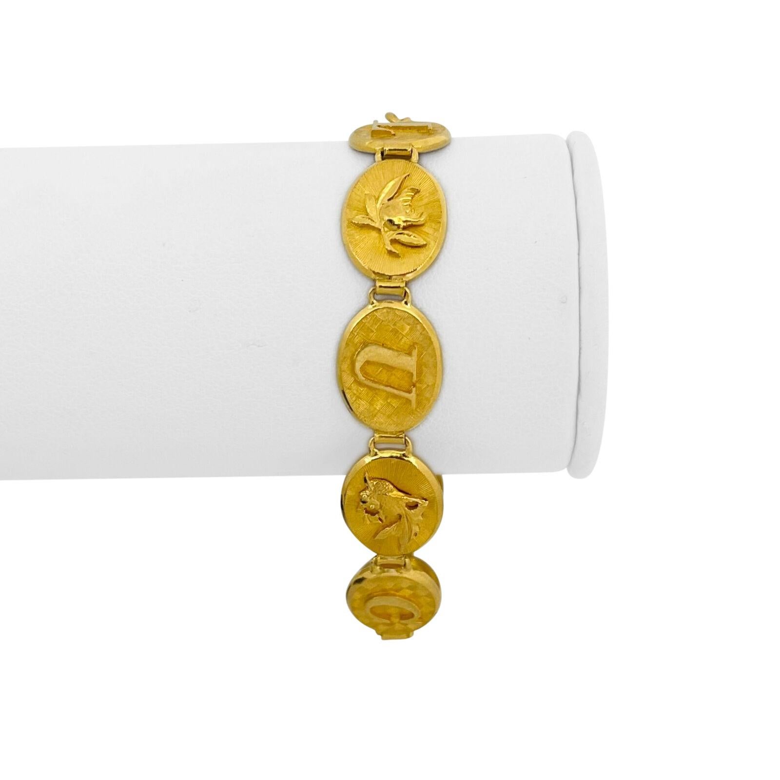 24k Pure Yellow Gold 20g Solid Ladies 10mm Lucky Link Bracelet 6.25