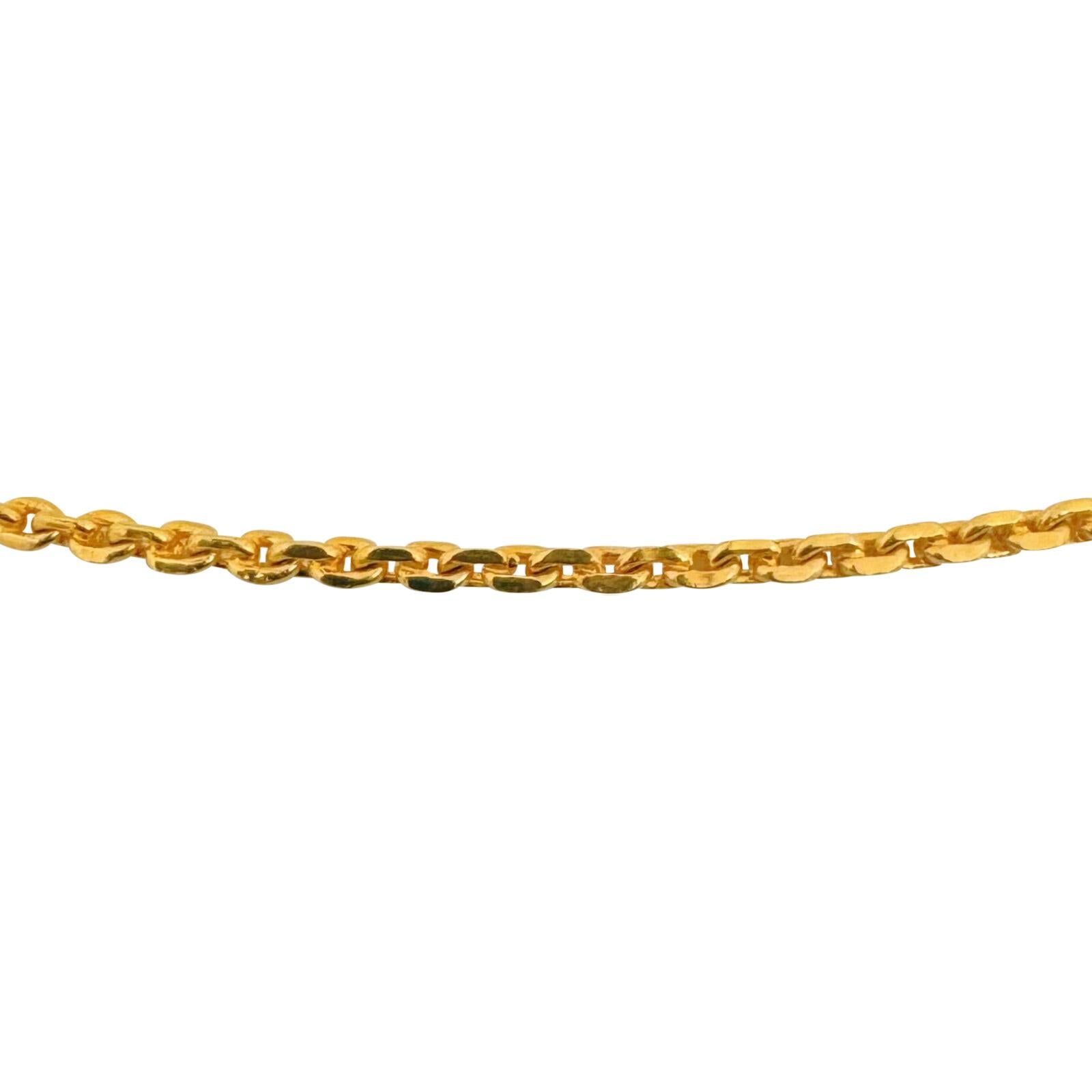 24 Karat Pure Yellow Gold Solid Long Cable Link Chain Necklace  In Good Condition In Guilford, CT