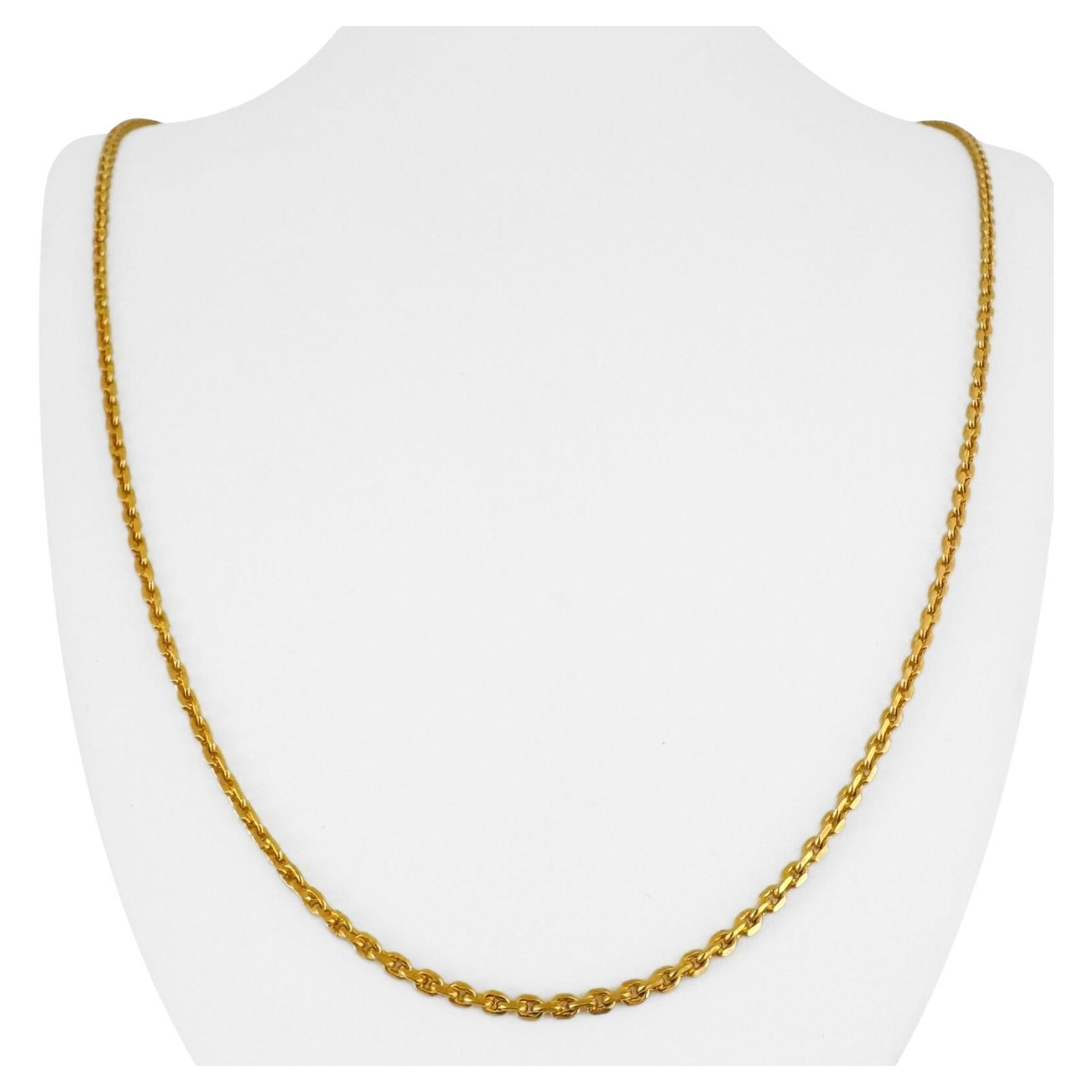 24 Karat Pure Yellow Gold Solid Long Cable Link Chain Necklace 