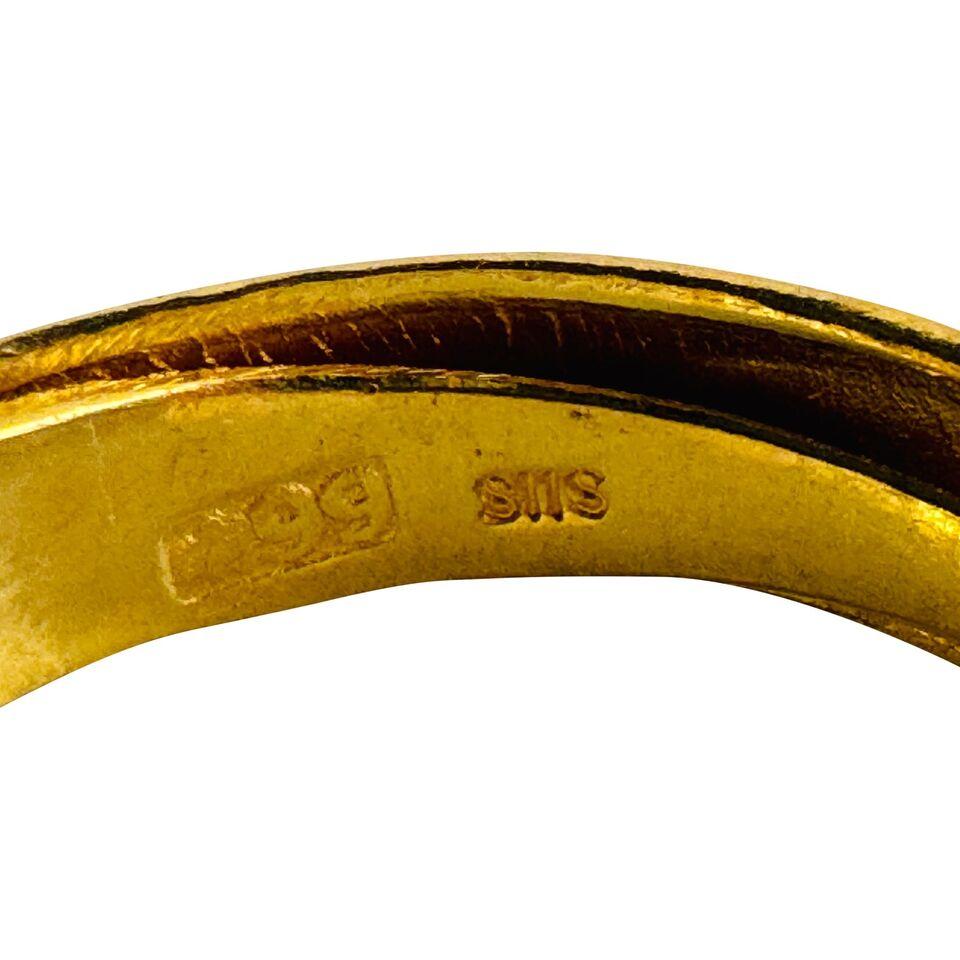 24 Karat reines Gelbgold massiver polierter Ring mit umwickeltem Bandring für Damen oder Herren