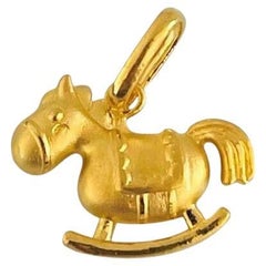 24 Karat Pure Yellow Gold Solid Rocking Horse Charm Pendant
