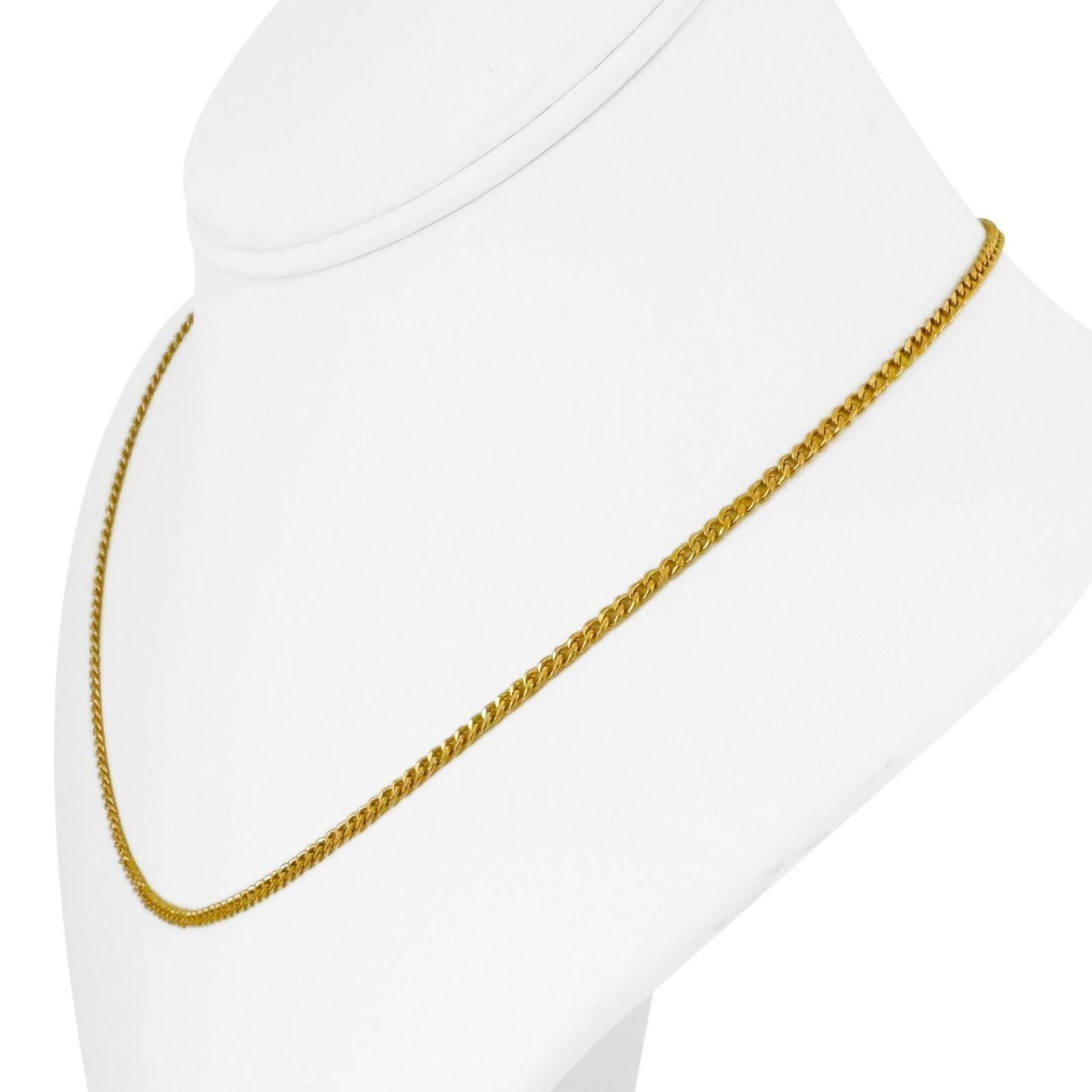 Collier en Or Jaune Pur 24k 11.1g Solid Thin 1.5mm Curb Link Chain 18