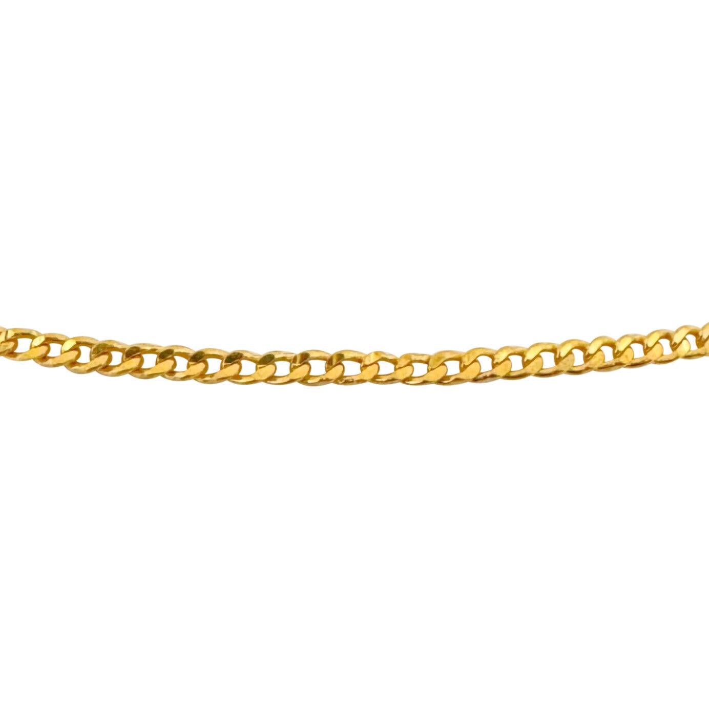 24 Karat Pure Yellow Gold Solid Thin Curb Link Chain Necklace  In Good Condition In Guilford, CT