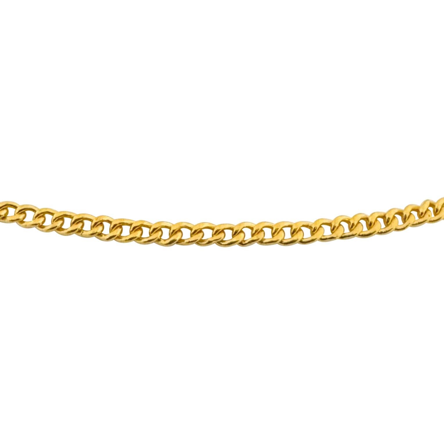 24 Karat Pure Yellow Gold Solid Thin Curb Link Chain Necklace  In Good Condition In Guilford, CT