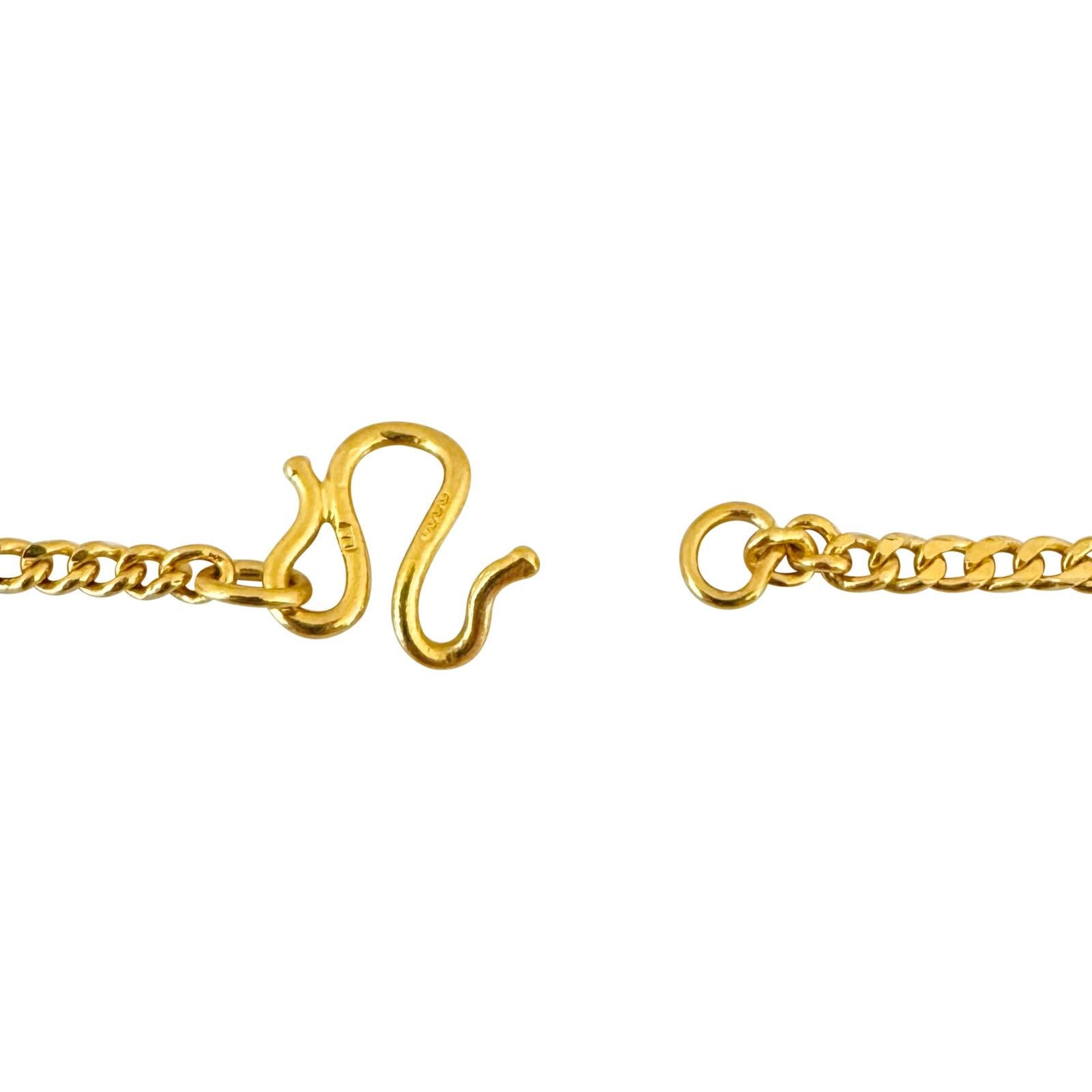 24 Karat Pure Yellow Gold Solid Thin Curb Link Chain Necklace  For Sale 2