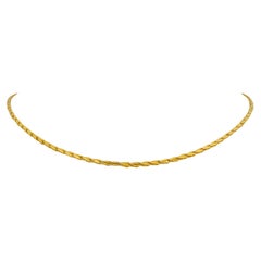 24 Karat Pure Yellow Gold Solid Thin Diamond Cut Fancy Link Necklace 