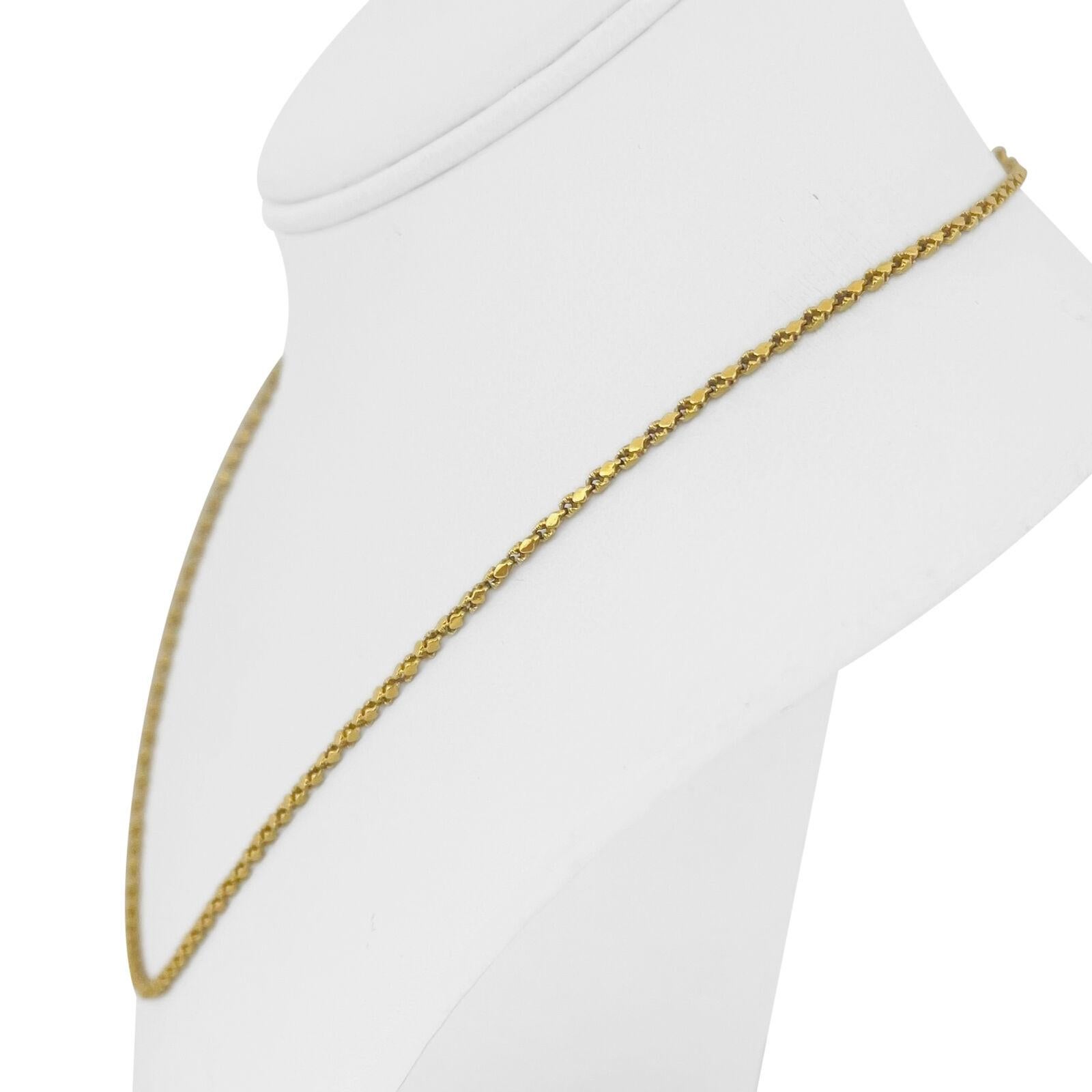 24k Pure Yellow Gold 15g Thin 1.5mm Twisted Nugget Style Chain Necklace 19