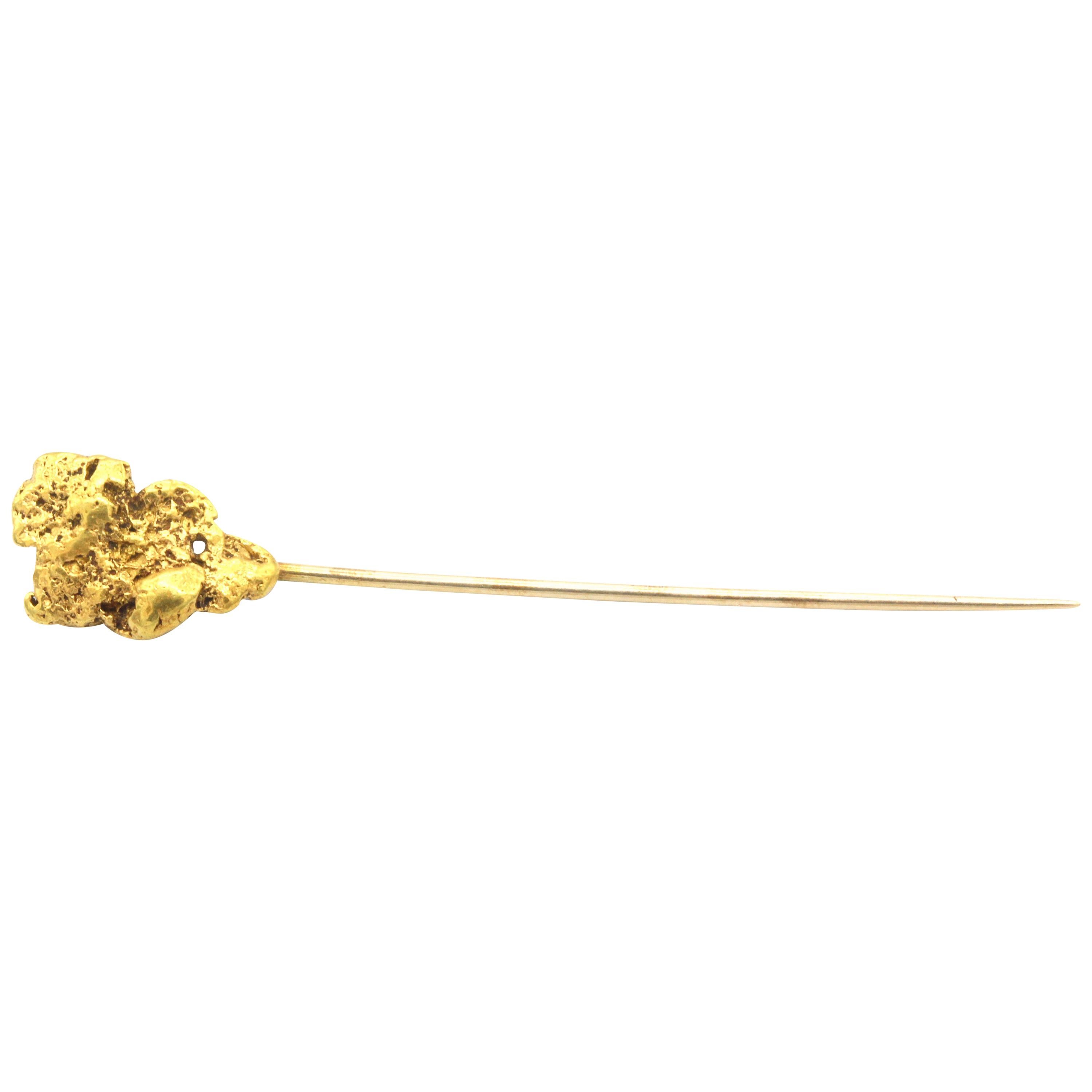 24 Kt Raw Gold Nugget Stick Pin For Sale