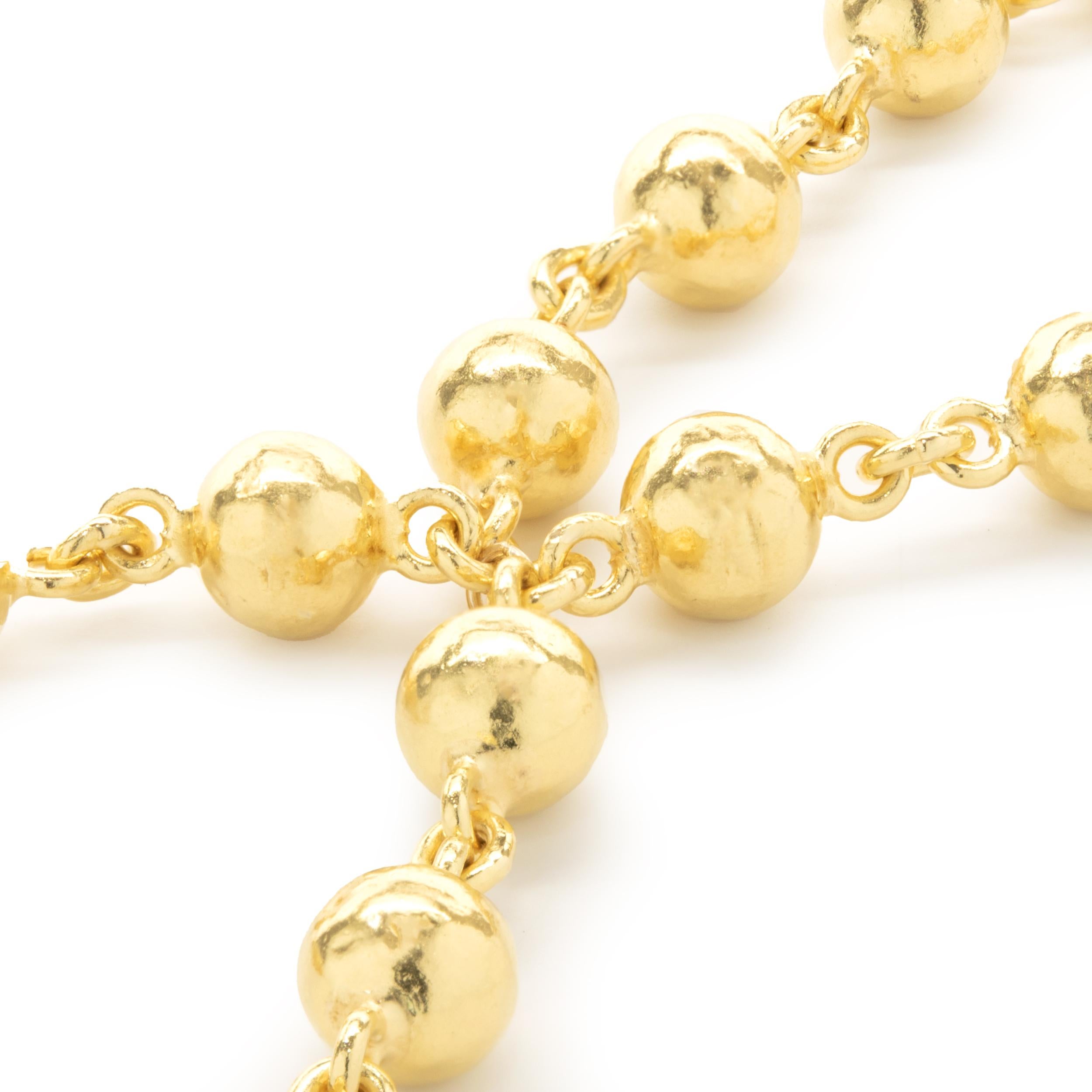 24 Karat Gelbgold Kugelglieder-Lariat-Halskette für Damen oder Herren im Angebot