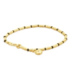 24 Karat Gelbgold Schwarzer Diamant Perlenarmband Station