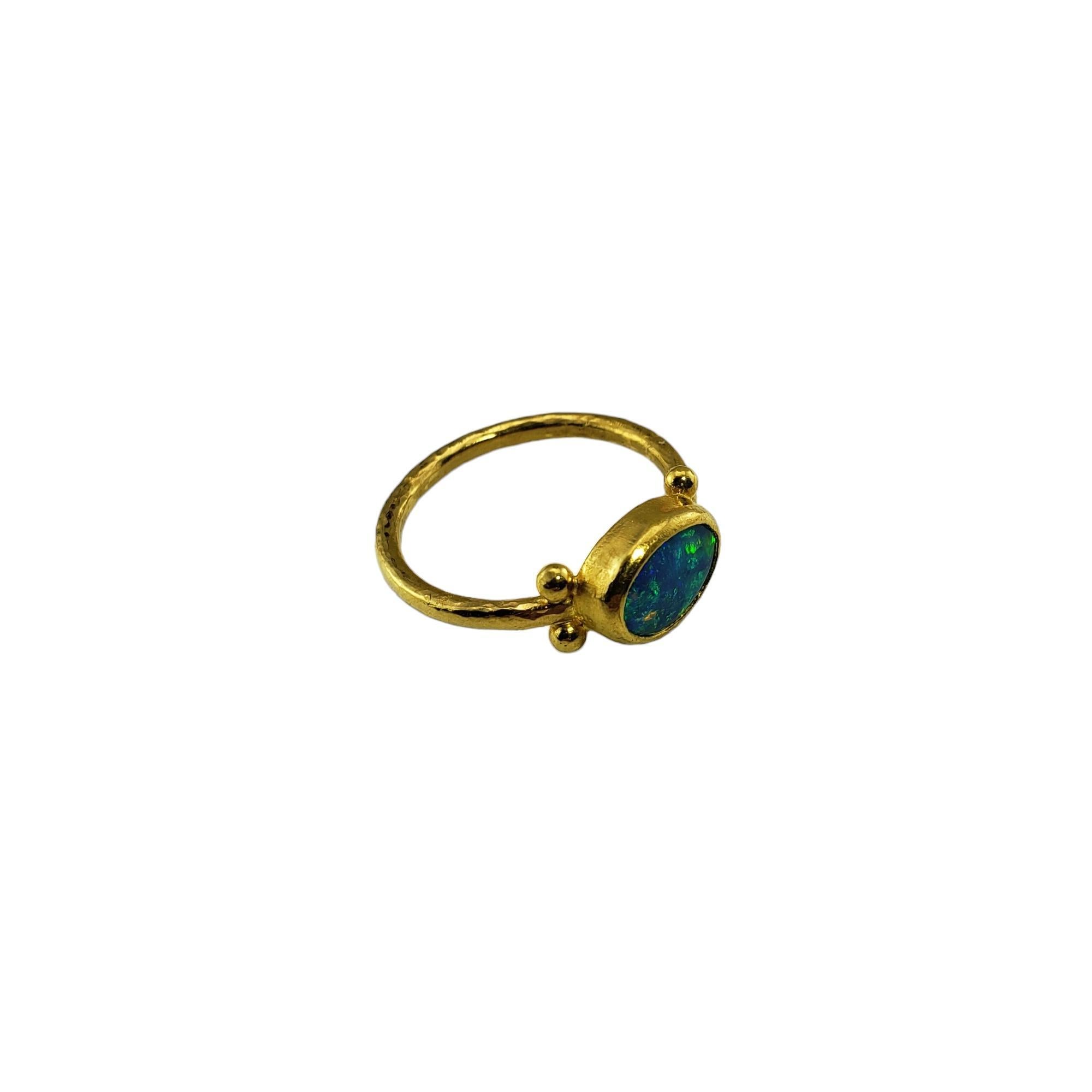 Oval Cut 24 Karat Yellow Gold Black Opal Ring Size 7 #15907